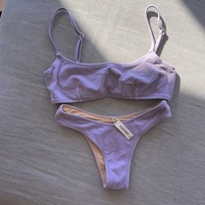 Zulu and Zephyr purple terry towel bikini.